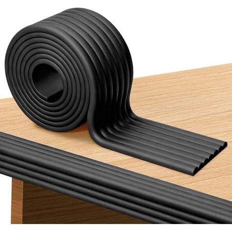 Protection Coin de Table Bébé, Protection des Bords pour Meubles, 200cm x 80mm x 8mm W-Forme Universel Rouleau en Mousse, Protections Angle Table Bebe, Kit de Sécurité pour Bébé Enfants, Noir (1/4)