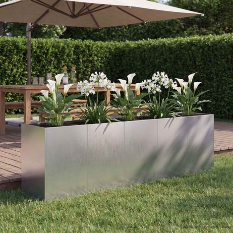 vidaXL Macetero de Jardín Plateado 200 x 40 x 60 cm Acero inoxidable (1/5)