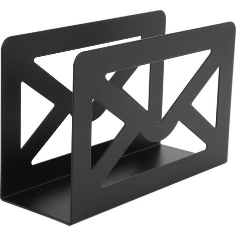 Classeur courrier fer bureau moderne noir trieur lettres multifonction design enveloppe découpé pour maison ecole 15x5.5x9.5cm 270g (1/5)