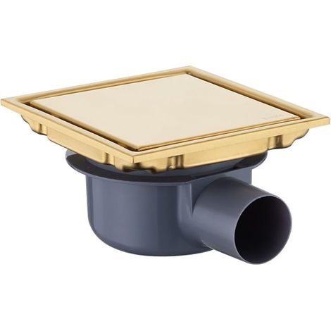 Drain de Douche Carré 15x15 cm,Anti-Odeurs 360°,Positif/Négatif,Filtration Double,Invisible et Carrelable (Doré) (1/5)