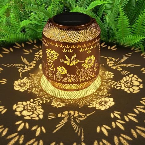 Ecleanfy - Lampe solaire d'extérieur avec crochet de suspension - Lampe de jardin solaire papillon/colibri (1/5)