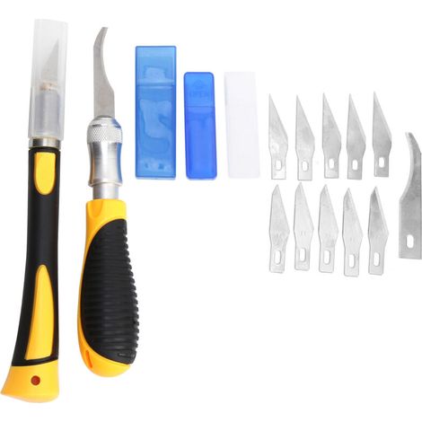 2 couteaux à sculpter le bois en acier haute teneur en carbone, outils de découpe manuelle avec 11 lames interchangeables