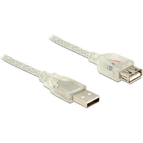 Delock alargador usb 2.0 tipo-a macho  usb 2.0 tipo-a hembra de 1,5 m transparente