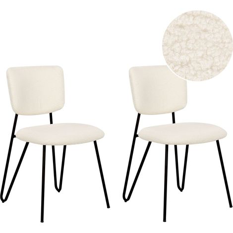 Set di 2 sedie da pranzo moderne Seduta imbottita strutturale in tessuto crema Elko