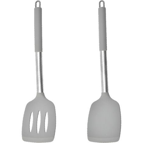 Ensemble Ustensiles Cuisine Silicone - Manche Acier Inoxydable - Resistante Haute Temperature - Pour Cuisson Et Patisserie - Lot De 2 Pieces (1/5)