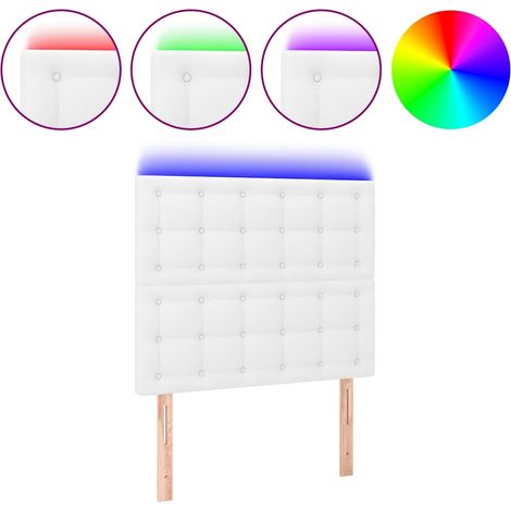 Maison Exclusive - LED Kopfteil Weiß 80x5x118/128 cm Kunstleder (1/5)