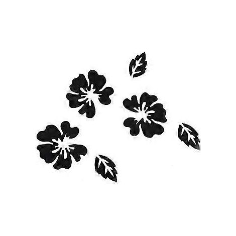Spiegelblumen-Wandaufkleber Modernes Zuhause Schlafzimmer Wohnzimmer Badezimmer Wandbild Deko-Aufkleber 3D Blumen Dekoration Schwarz