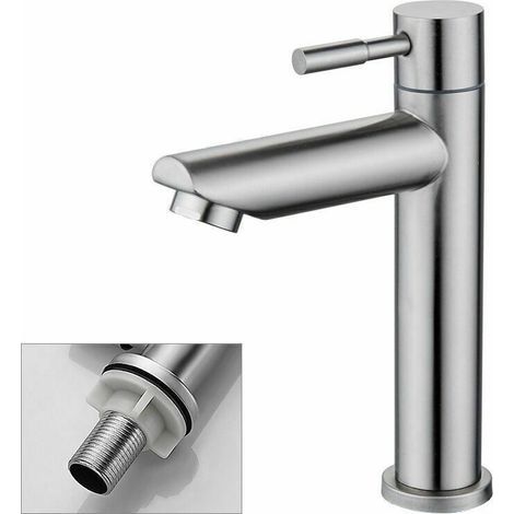 Robinet simple de lavabo eau froide – Cuivre chromé durable – Aérateur 9 l/min – Cartouche céramique amovible – Installation facile – (1/5)