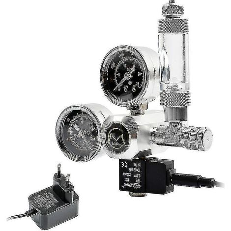 Régulateur de CO2 pour aquarium avec adaptateur 12 V, réducteur de pression, double manomètre avec compteur de bulles et clapet anti-retour, interface W21.8 (1/5)