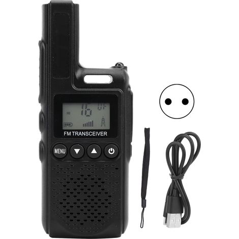 Mini talkie-walkie portable 99 canaux longue portée pour hôtels, noir, prise UE, 100-240 V-AquaForge (1/5)