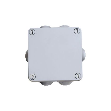 Wasserdichter rechteckiger Anschlusskasten mit Deckel und Kunststoffschrauben 105 x 105 x 55 mit 7 IP55-Kabelverschraubungen FAEG - FG13424