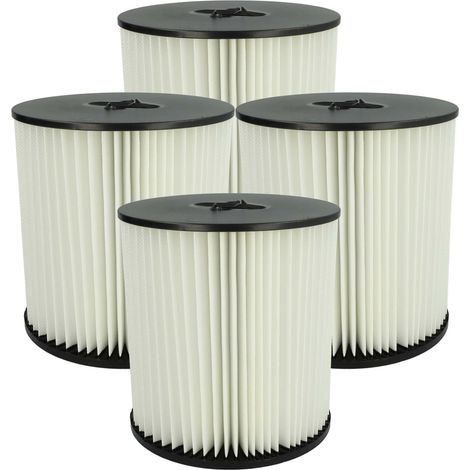 vhbw 4x Cartridge Filter compatible with Dirt Devil Platinum Force 799e, 990, 799e-C, 990-C, CV1800, 690-C, 890 Vacuum Cleaner - Black White