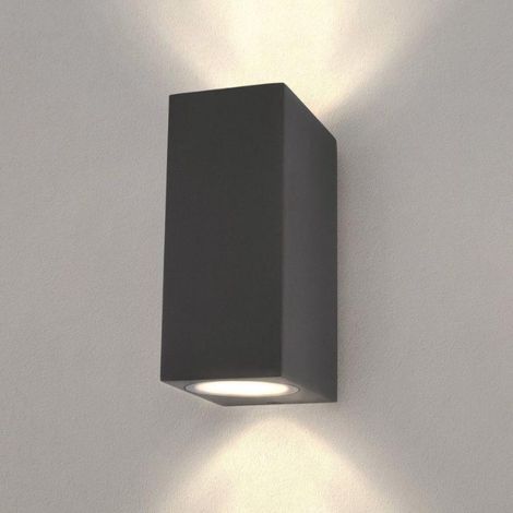 Applique Murale Noire LED Carrée IP54 Double Faisceau GU10 - SIL (1/2)