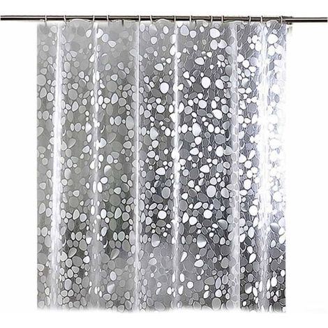 Rideau de douche en EVA, imperméable et transparent avec œillets antirouille, adapté à une décoration de salle de bain moderne, 180 x 180 cm (couleur galet)
