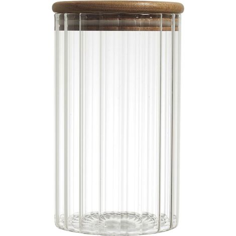 TARRO 700 ml TAPA DE MADERA ACANALADA para almacenamiento (1/5)