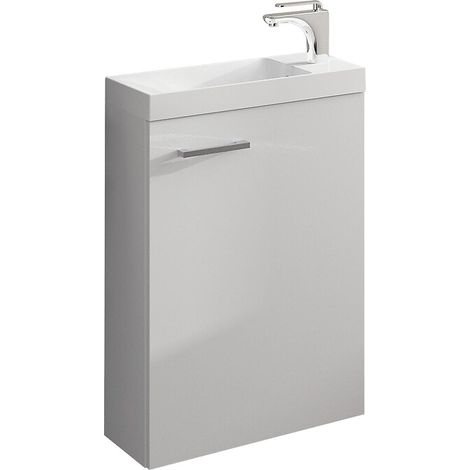 Meuble lave-mains 1 porte blanc brillant (larg. 40 cm) + vasque synthèse - NEOFORM INDUSTRIES SAS