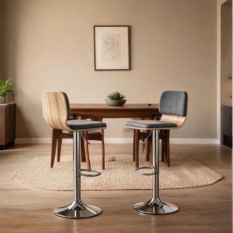 Tabourets de bar gris réglables en hauteur set de 2 41 x 47,5 x (1/5)