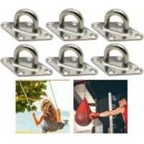 Pontet En Acier Avec Plaques À Œillets En Acier Inoxydable Pour Fixation De Voile De Jardin Sur Terrasse En Bois Ou Mur (Lot De 6) (1/5)