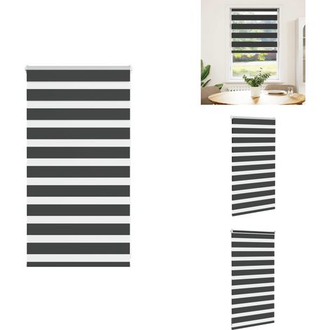 Zebrarollo Schwarz 85x100 cm Stoffbreite 80,9 cm Polyester - Zebra-Jalousie - Zebra-Jalousien - Zebra-Rollo - Doppelrollo (1/5)