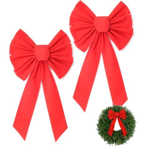 Lot de 2 nœuds 49 x 26 cm grands nœuds, couronne de voiture de mariage à sequins rouges décoration d'emballage cadeau (1/5)