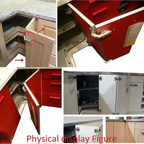 Charnières de porte d'armoire à angle plié de 135 degrés, cadre de façade, fermeture douce, demi-recouvrement, cuisine (1/5)