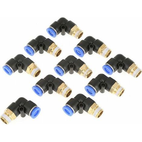 10pcs Raccords de Tuyau Coudes Pneumatiques Connecteur Rapide Ligne d'air pour Connecteur Tube 8mm Diamètre Fil G1/4 (1/4)