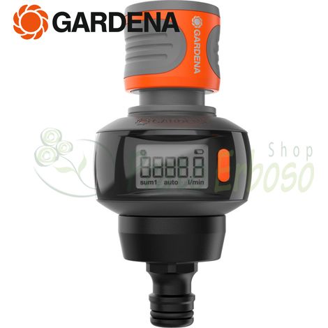 Gardena – Compteur d'eau AquaCount – Mesure de consommation en litres – Raccordement robinet et tuyau – 4 fonctions de gestion de l'eau - 18350-20