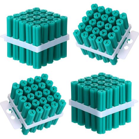 100 Chevilles à Expansion en Plastique pour Béton et Murs Creux, Chevilles Universelles 6,35 x 3,8 cm pour Vis n°10 et n°11, Fixation Murale Robuste pour Carrelage et Ciment (1/5)
