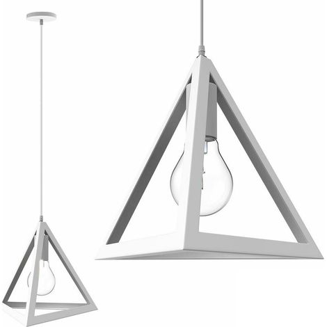 Lampadario a sospensione piramide attacco E27 pendente triangolo design moderno bianco nero geometrico in metallo Bianco (1/5)
