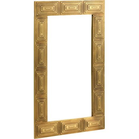 Miroir en bois de manguier naturel avec cadre doré élégant - doré bois naturel (1/3)
