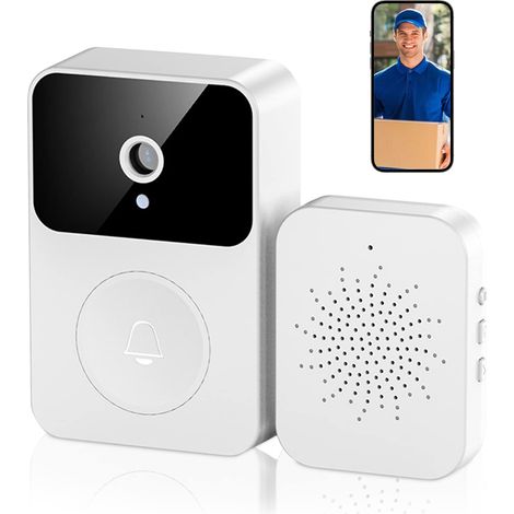 Sonnette Sans Fil Caméra Sonnette Visuelle Intelligente 1080p HD Vision Nocturne, Sonnette Vidéo Intelligente Wi-fi, Appels Bidirectionnels, Photo, Enregistrement, Prend En Charge Le Stockage En Nuage (1/5)