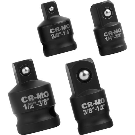 4pcs adaptateur cle a choc,Adaptateur pour impact Réducteur,Compatibles avec Clés Dynamométriques, Cliquets et Perceuses, Tailles Incluses: 1/2 à 3/8, 3/8 à 1/2, 1/4 à 3/8, 3/8 à 1/4 (1/5)