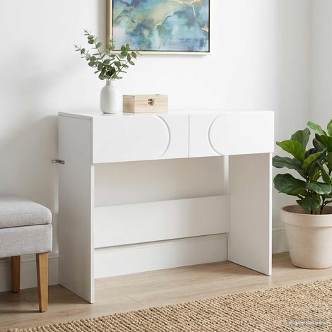 vidaXL Table console Blanc 96,5 x 38 x 75 cm Bois d'ingénierie (1/5)
