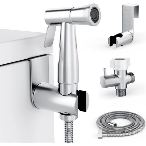 Pulvérisateur de Bidet pour toilettes, Kit de pulvérisateur à main, ensemble de pulvérisateur de couches en tissu-facile à installer-acier inoxydable (1/5)