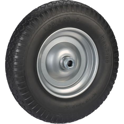 Roue de brouette 4.00-8 - caoutchouc plein - jante en acier - increvable - 100 kg - noir-gris (1/5)