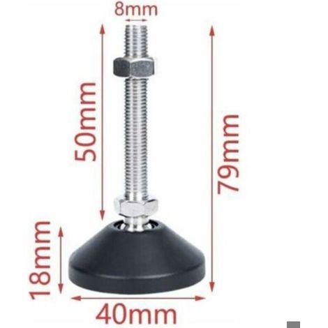 4 pieds réglables M8x50 – vis hauteur – silicone (1/5)