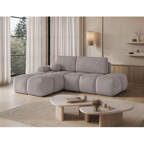 Ecksofa mit Schlaffunktion Sofa PLAY Stoff Tilia Silbergrau Ottomane Links (1/5)