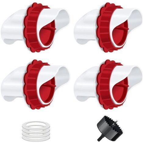 Mangeoire Poules, Mangeoire Poule Automatique, 4 Ports DIY Mangeoire à volaille Gravité Kit pour Seaux Tonneaux Bacs..dyk. (1/4)