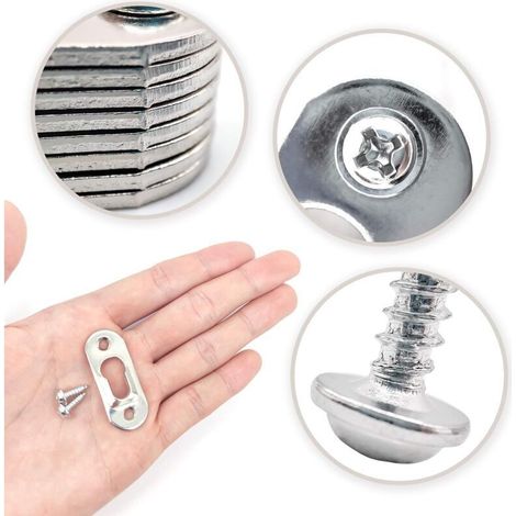30 Pièces Cintres de Trou de Serrure en Métal 42 mm x 16 mm avec 60 Vis Trou de Serrure Attaches Suspension pour Accrocher Mur Intérieur Cabinet Miroirs et des Cadres Photo - Argentés (1/4)