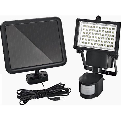 60 LED Spot solaire IP44 applique murale solaire projecteur solaire avec détecteur de mouvement I éclairage extérieur solaire I éclairage extérieur I projecteur à capteur solaire [Classe énergétique A
