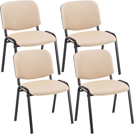 Set di 4 sedie impilabili per sala d'attesa tessuto crema base in metallo nero a 4 gambe 100008893