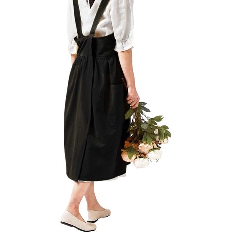 Tablier en coton et lin (1 pièce) - QG-28 - Noir - Taille unique (1/5)