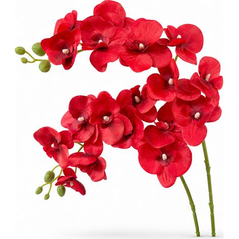 Orchidée Artificielle Courte pour Vase Sol Déco Mariage Rouge