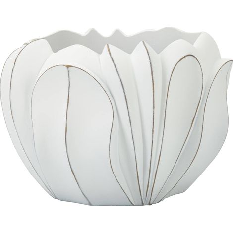Dmora - Vase Bovezzo, Dekorationszubehör, Dekoratives Artikel, Einrichtungszubehör, 35x35 h24 cm, Weiß