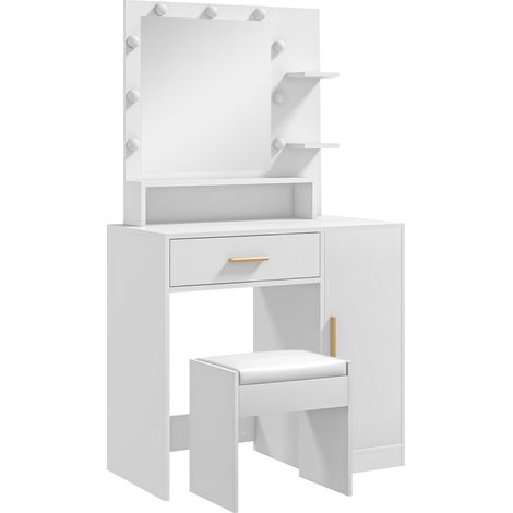 Transformez votre routine matinale avec cette coiffeuse et son tabouret de la marque [Nom de la marque], deux éléments parfaits pour la chambre ou le dressing. Avec un grand (1/5)