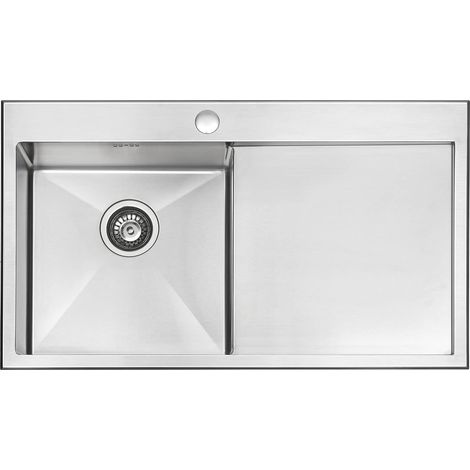 JASSFERRY Küchenspüle 1,2mm Dicke 304 Edelstahl,1 Becken 860 x 510 mm Rechts Hand Abtropffläche (1/5)