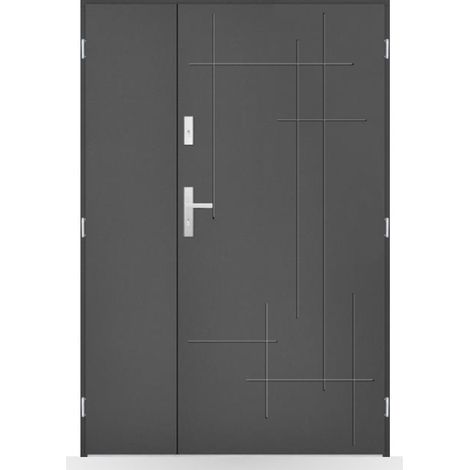 Porte d'entrée double Anselme - 130-140-150x208cm - Couleur: Anthracite - Poussant: Droit - Dimensions: 80x40 cm (1/2)