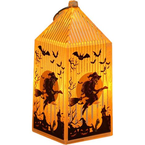 Lanterne LED Halloween rétro sans flamme – Décoration lumineuse sécurisée pour intérieur/extérieur, 1 pièce, design vintage noir (1/4)