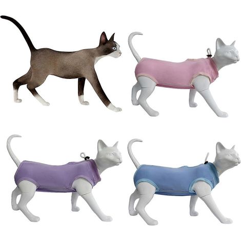 Pyjama chaton post-opératoire anti-léchage pour plaies, modèle Neuter-M rose (1/4)