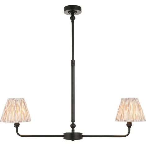 Endon Lille Suspension noire mate avec abat-jour en tissu imprimé neutre Ikat 16 cm 2 x B22